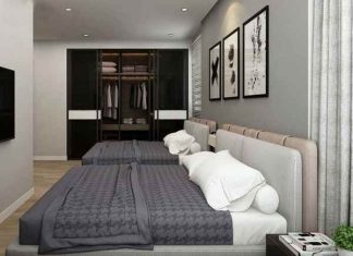 kê 2 giường trong phòng ngủ