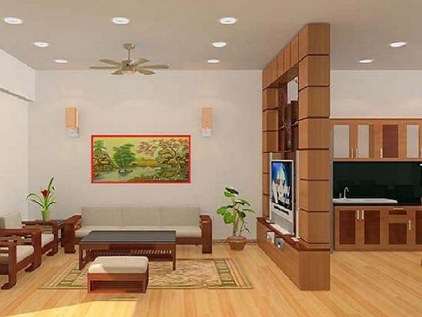 Cách hóa giải phong thủy khi phòng khách và bếp thông nhau